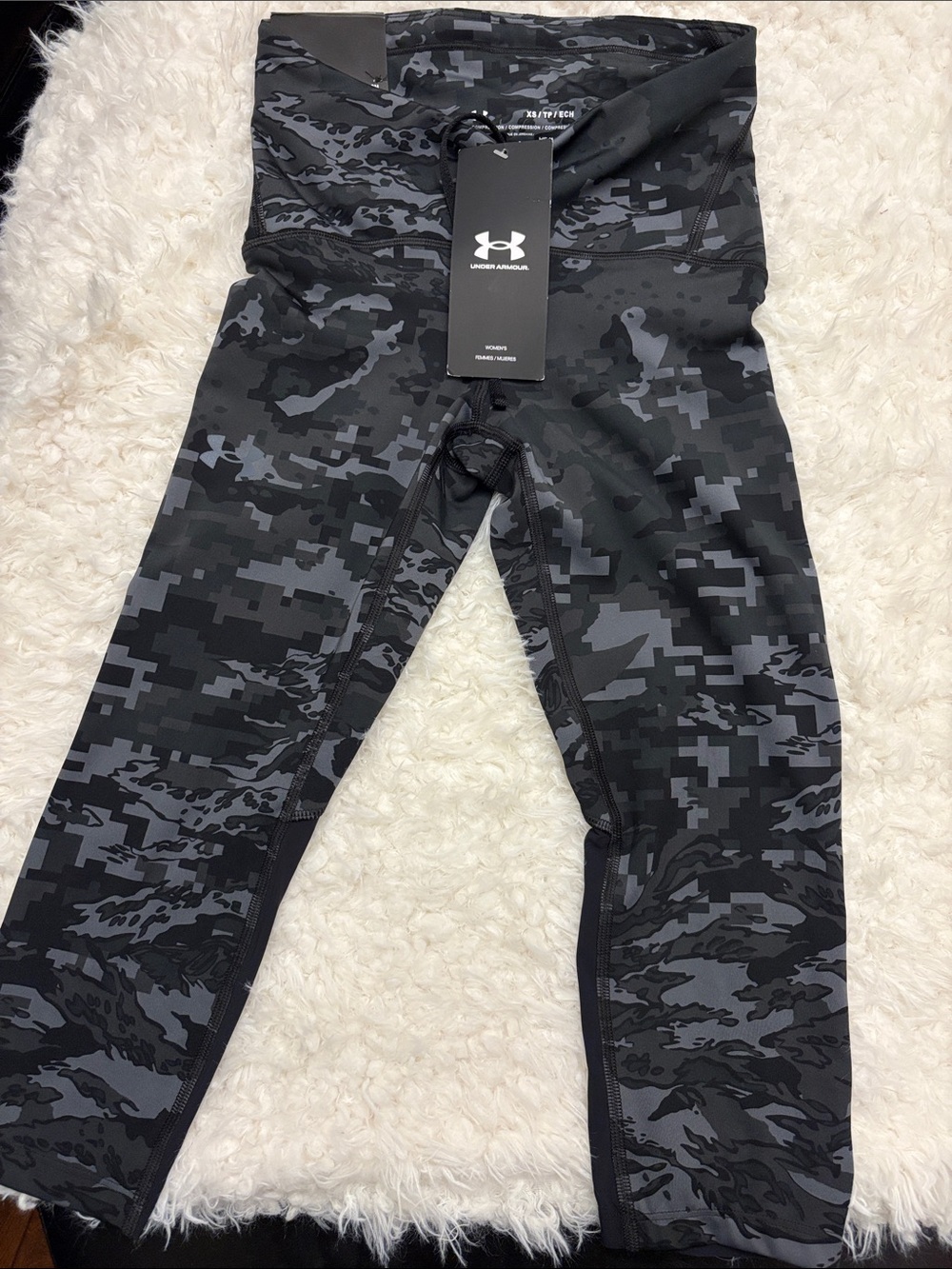 Under Armour Kids Black & Gray Digital Camo Compression Leggings